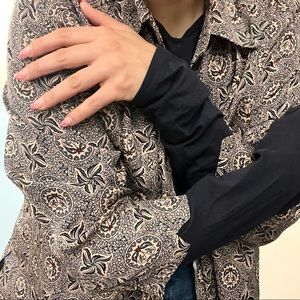 VINTAGE Oversized Patterned Button Down Blouse